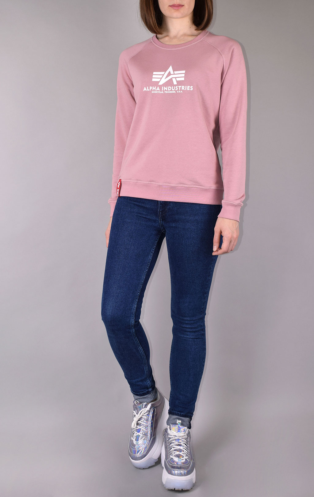 Женский свитшот ALPHA INDUSTRIES NEW BASIC SWEATER silver pink 