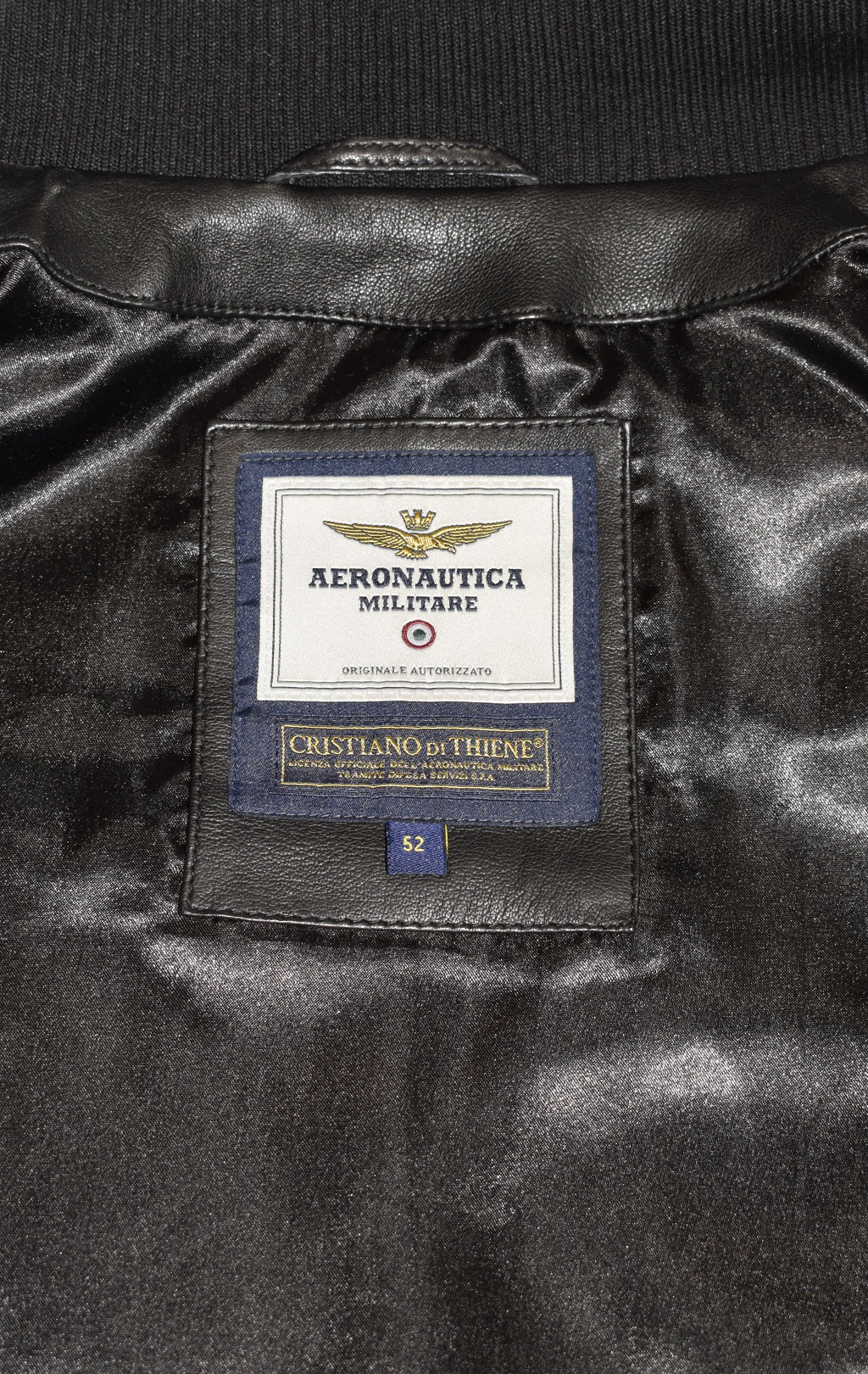 Куртка-бомбер AERONAUTICA MILITARE кожа SS 23 m/IN nero (PN 5023) 