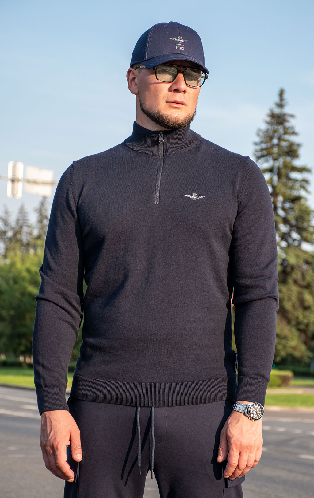 Свитер AERONAUTICA MILITARE FW 24/25/BG dark blue (MA 1489) 