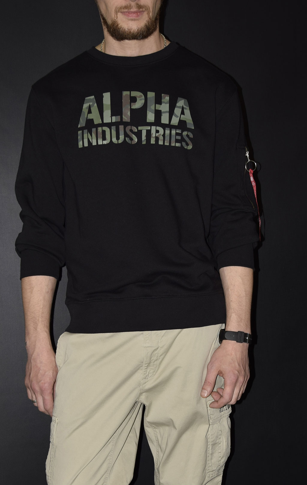 Свитшот ALPHA INDUSTRIES CAMO PRINT black/woodland 