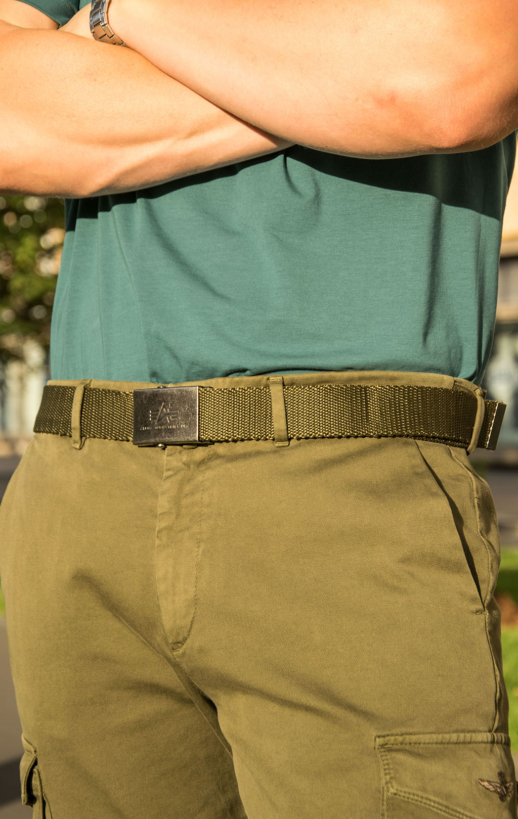 Ремень брючный ALPHA INDUSTRIES HEAVY DUTY BELT 4 cm olive 