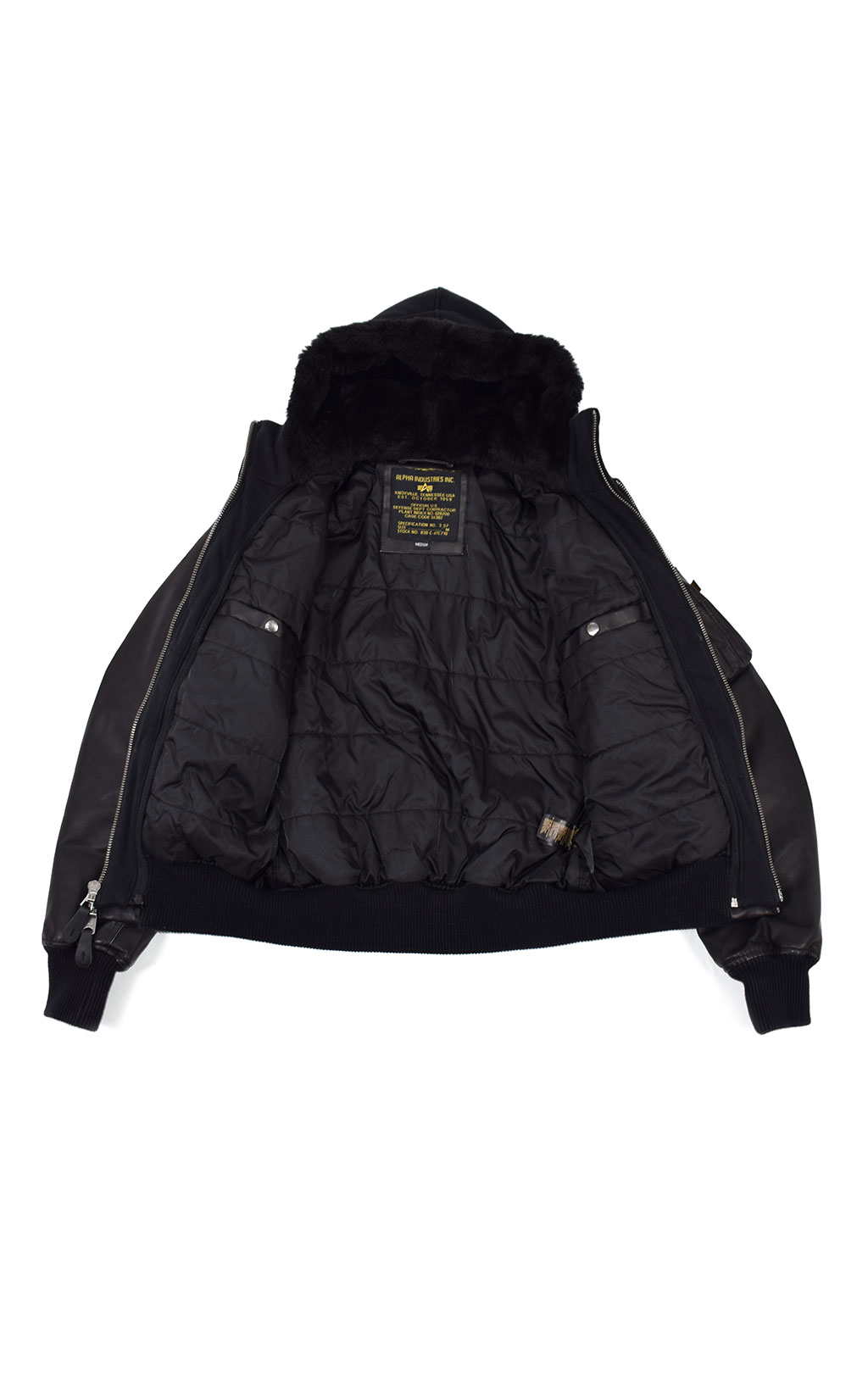 Куртка-бомбер лётная ALPHA INDUSTRIES D-Tec FL MA-1 экокожа black/black 