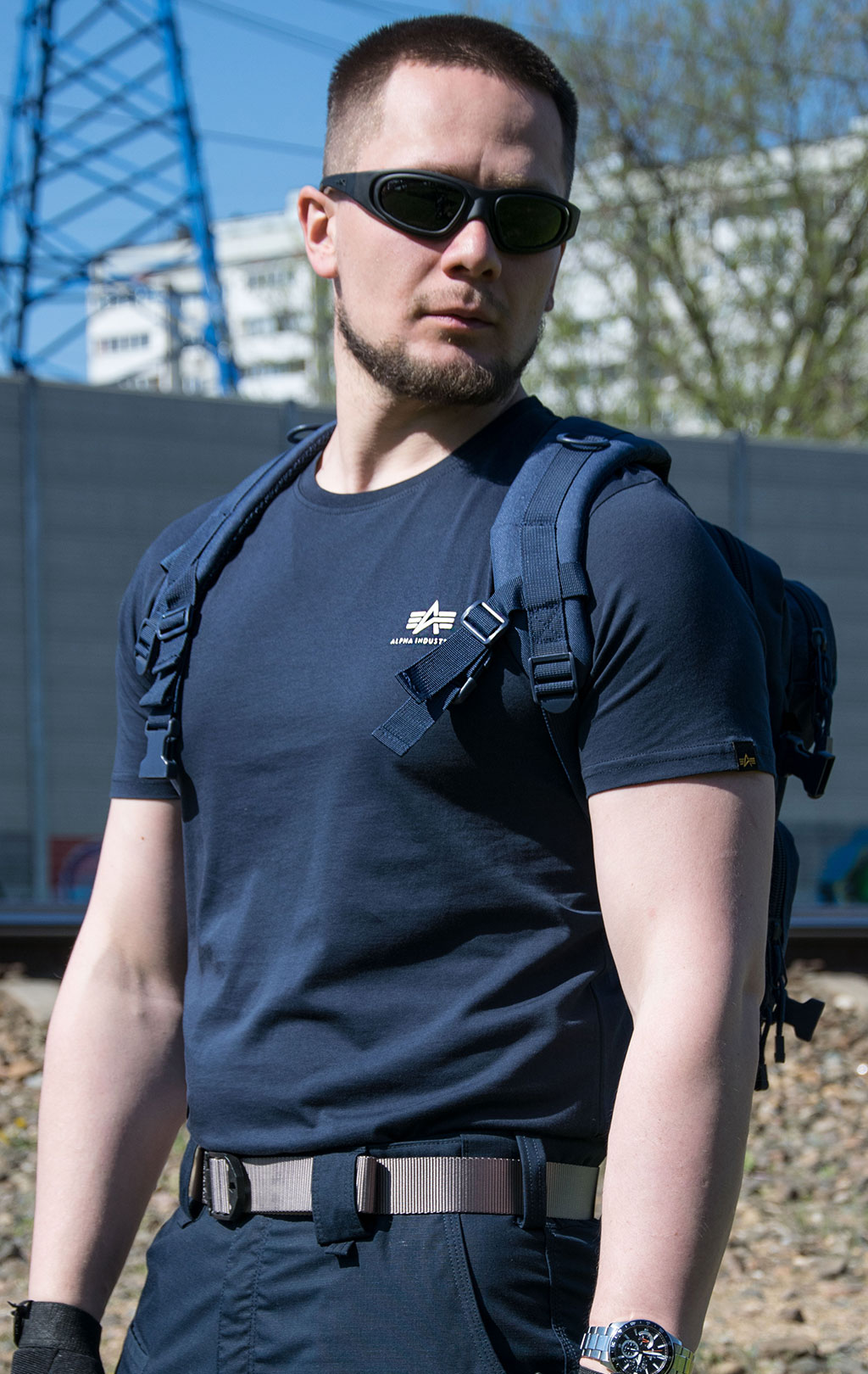 Футболка ALPHA INDUSTRIES BASIC T SMALL LOGO rep. blue 