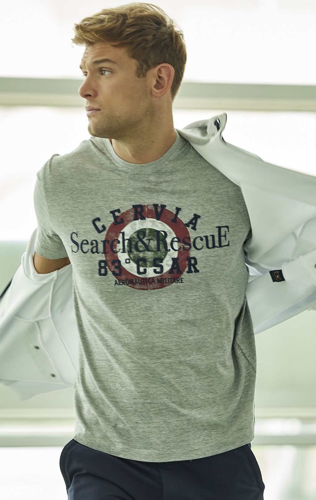 Футболка AERONAUTICA MILITARE SS 23/BD grigio melange (TS 2085)
