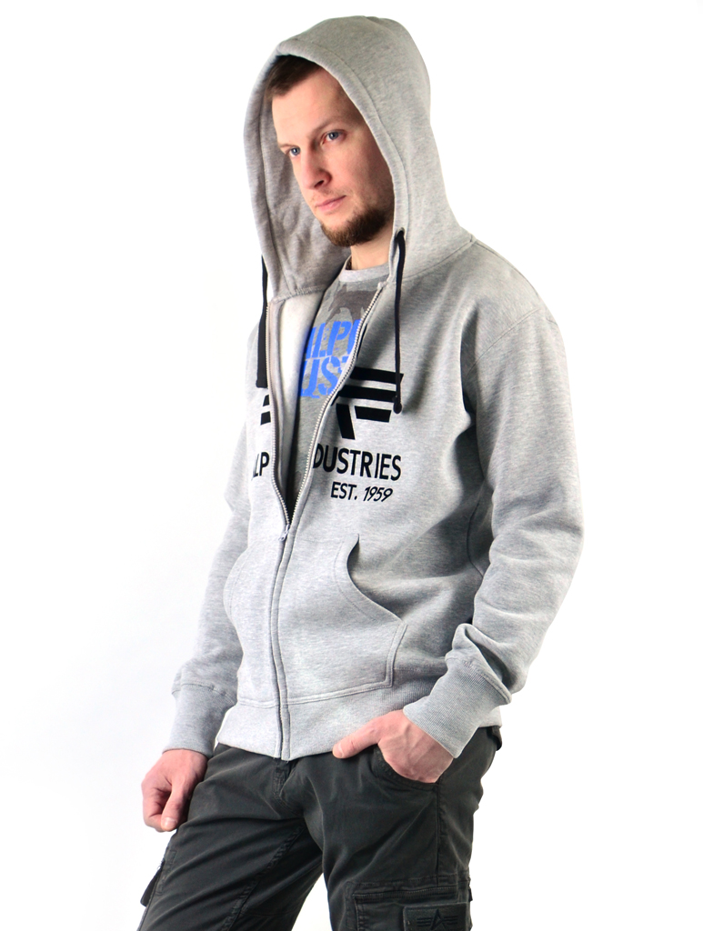 Толстовка ALPHA INDUSTRIES BIG A CLASSIC ZIP HOODY grey heather 