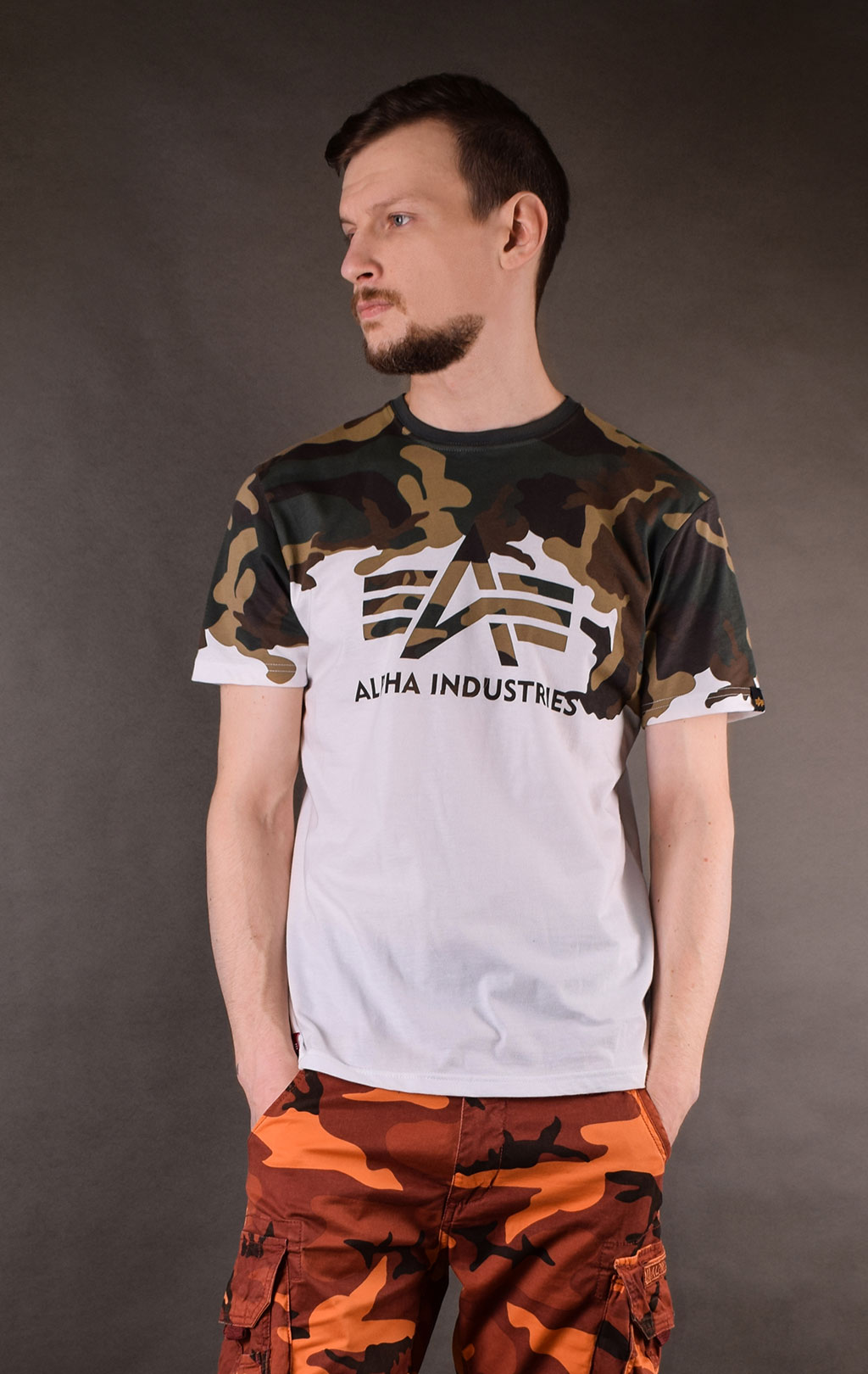 Футболка ALPHA INDUSTRIES LOST CAMO T camo woodland 