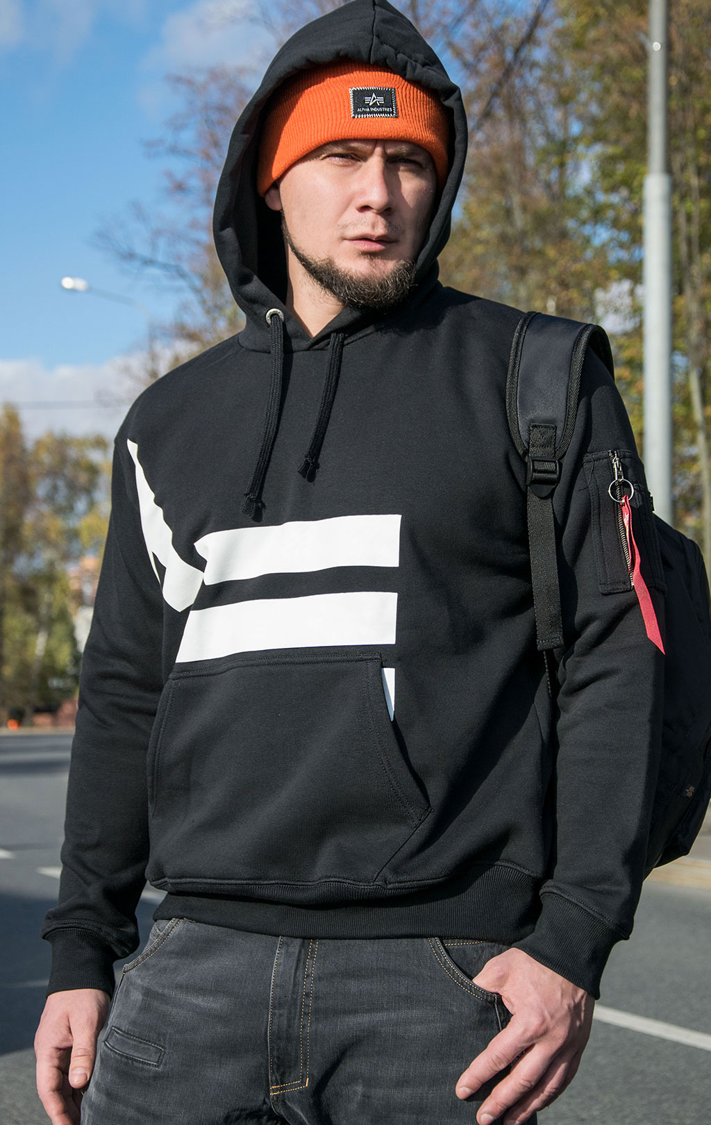 Толстовка ALPHA INDUSTRIES SIDE LOGO HOODY black 