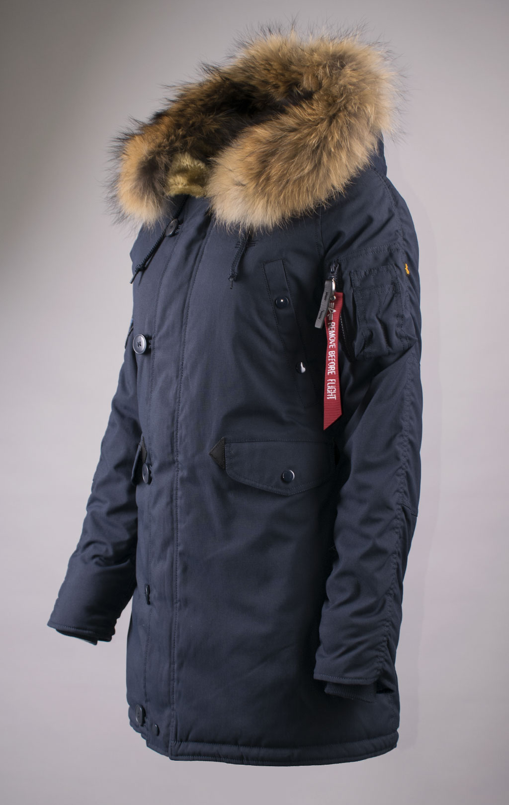 Женская аляска ALPHA INDUSTRIES EXPLORER натур. мех rep. blue 