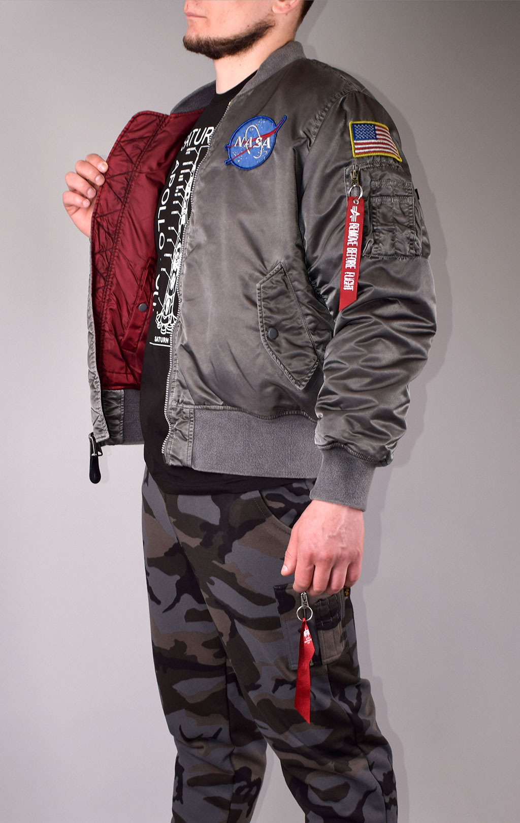 Бомбер ALPHA INDUSTRIES APOLLO BATTLEWASH MA-1 new silver 