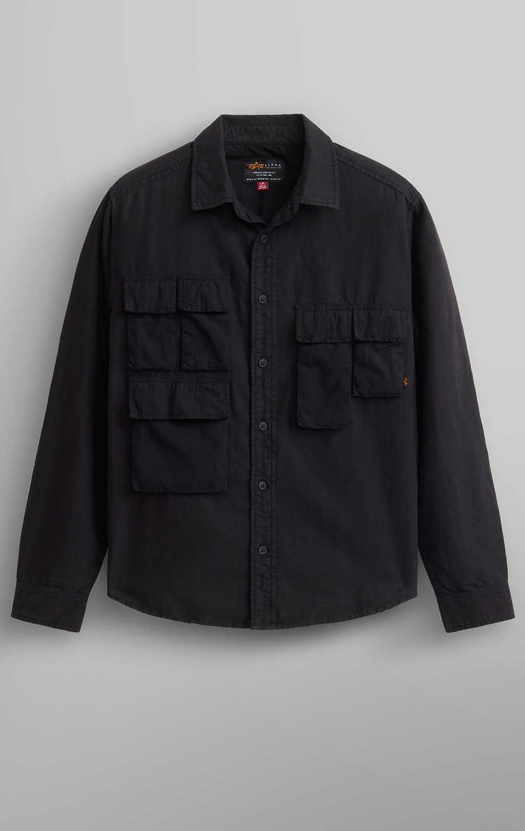 Рубашка ALPHA INDUSTRIES LONG SLEEVE MULTI POCKET SHIRT SS 24 m black 