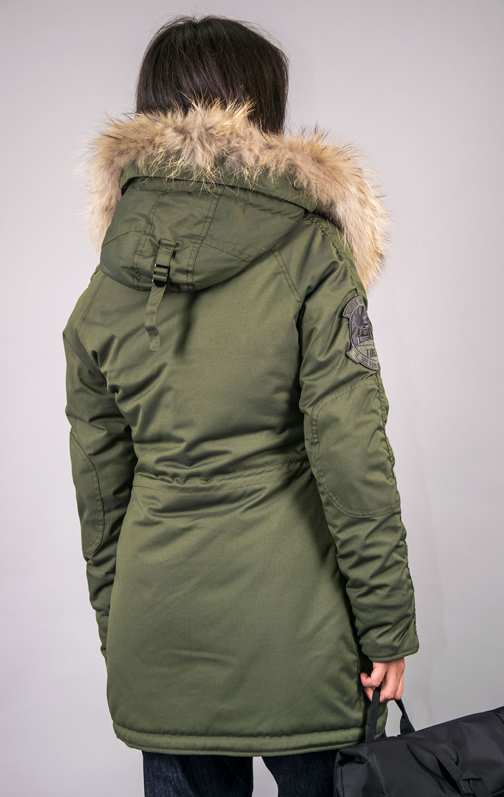 Женская аляска ALPHA INDUSTRIES EXPLORER натур. мех dark green 