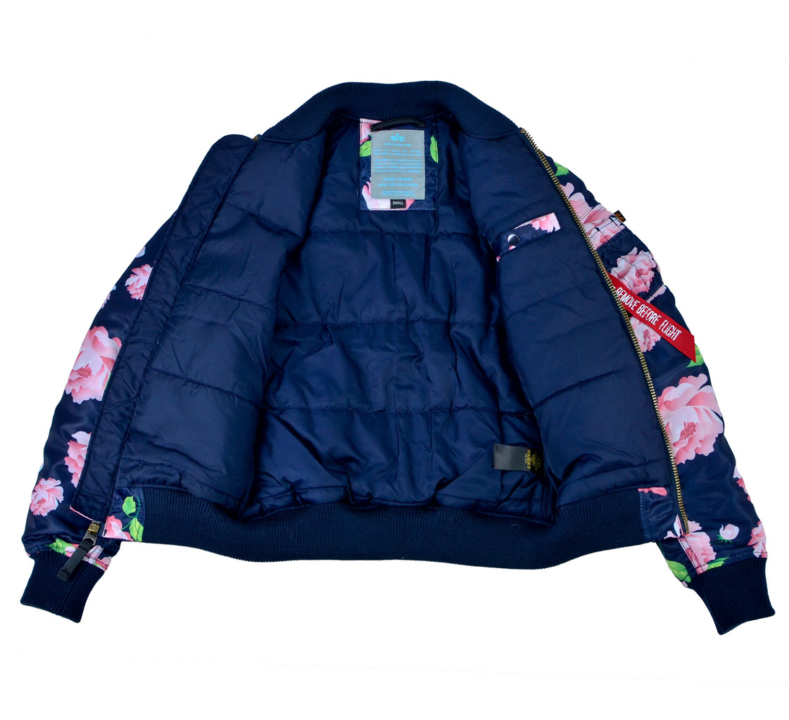 Женский бомбер ALPHA INDUSTRIES VF FLOWERPRINT MA-1 rep. blue 