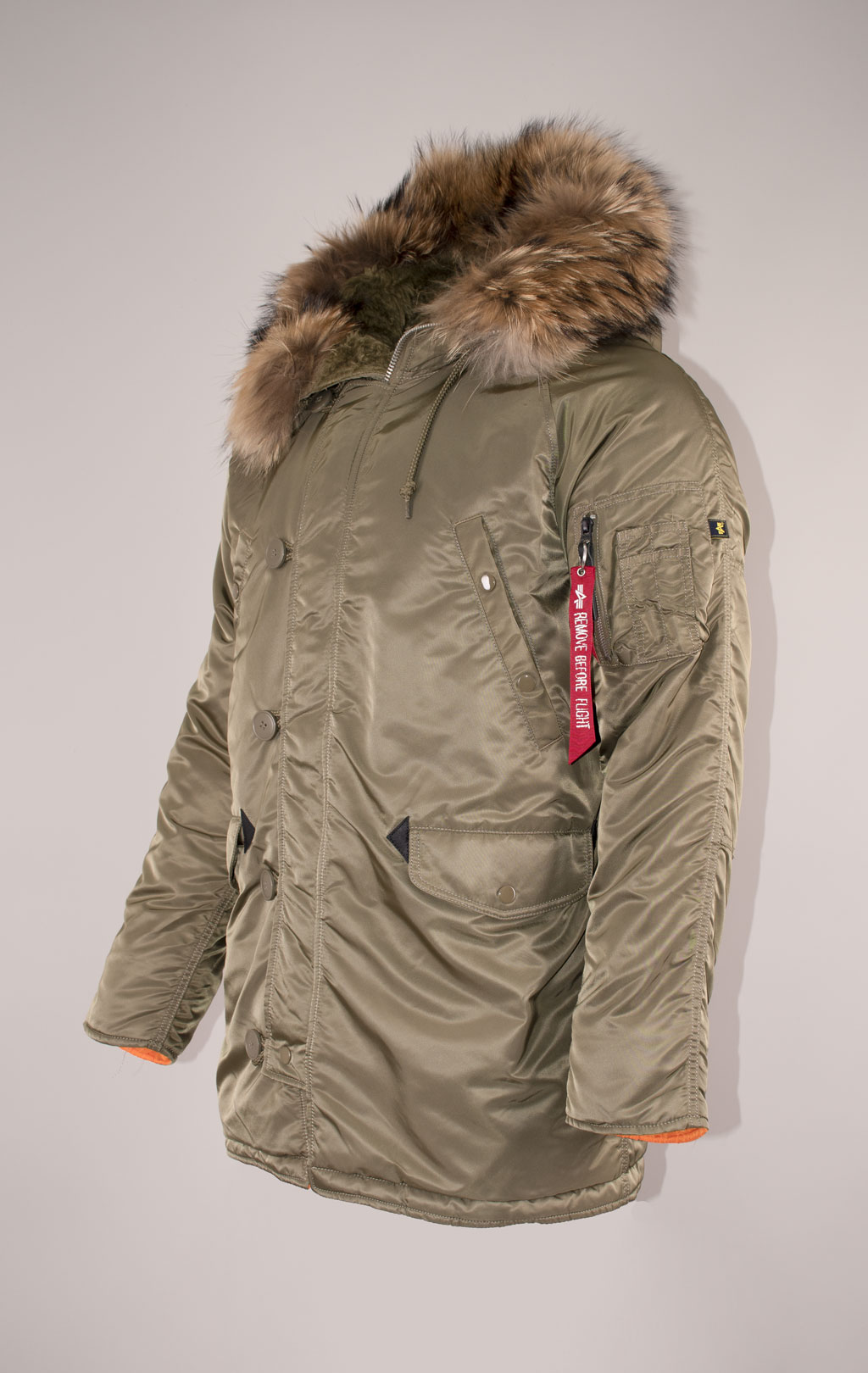 Аляска ALPHA INDUSTRIES SLIM FIT GEN-I N-3B натур. мех vintage olive/orange 