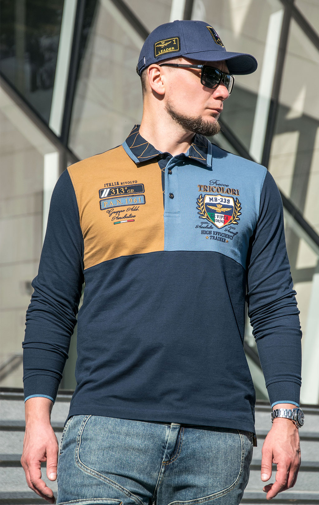 Поло-лонгслив AERONAUTICA MILITARE FW 23/24/TR dark blue (PO 1718) 