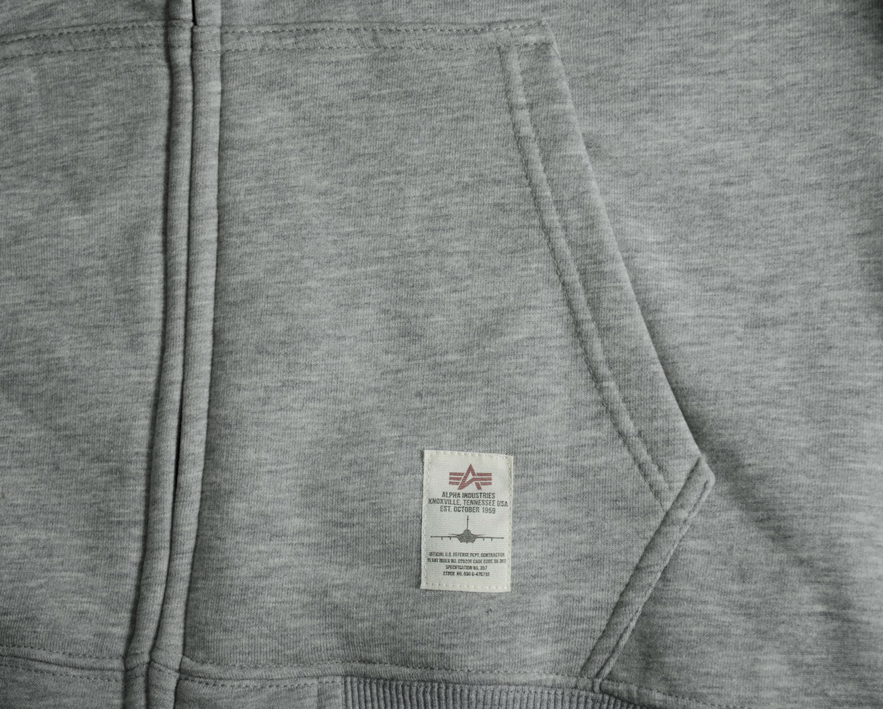 Толстовка ALPHA INDUSTRIES 3D ZIP HOODY grey heather 