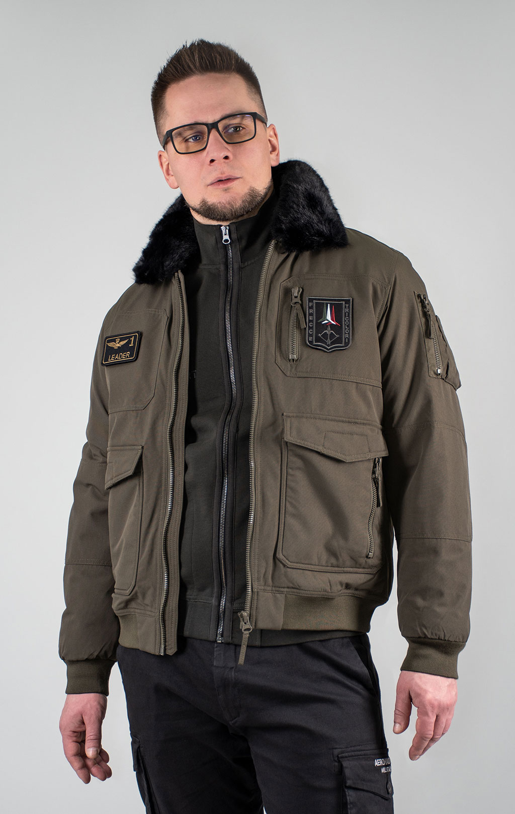 Куртка-пилот AERONAUTICA MILITARE big size FW 24/25/BD dark musk (AB 2106) 