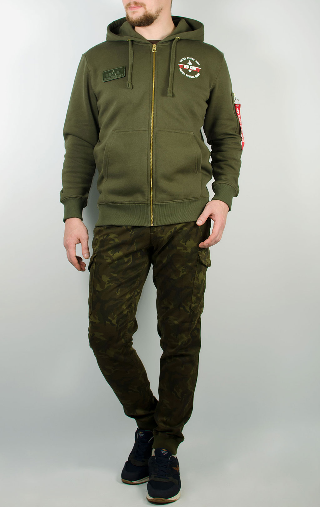 Толстовка ALPHA INDUSTRIES TOP GUN ZIP HOODY dark green 