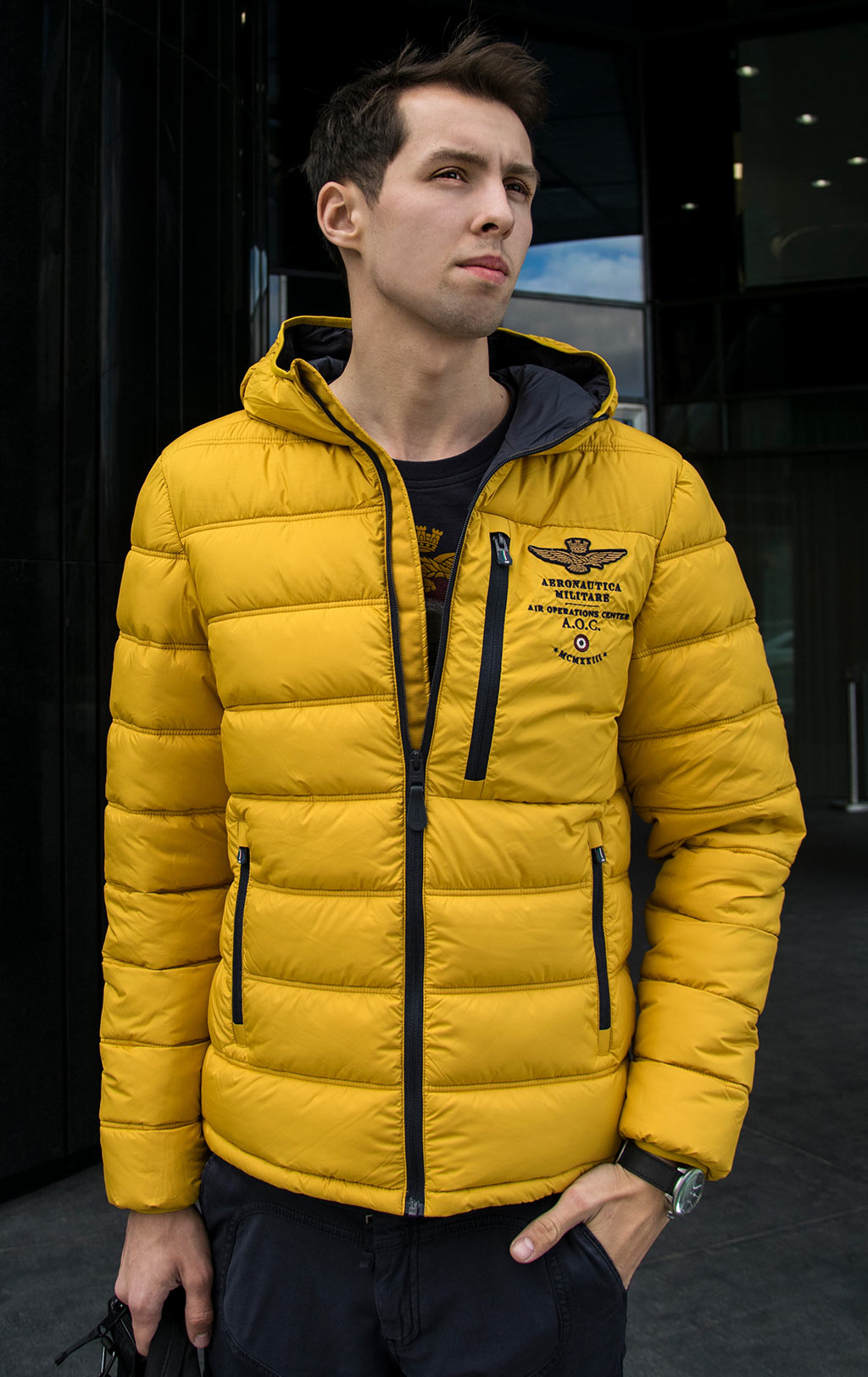 Куртка-пуховик AERONAUTICA MILITARE FW 19/20 giallo (AB 1686) 