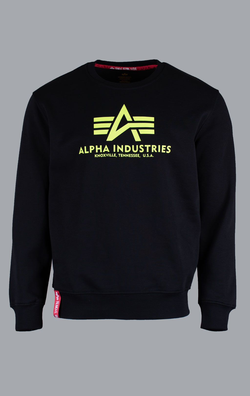 Свитшот ALPHA INDUSTRIES BASIC SWEATER black/neon yellow 