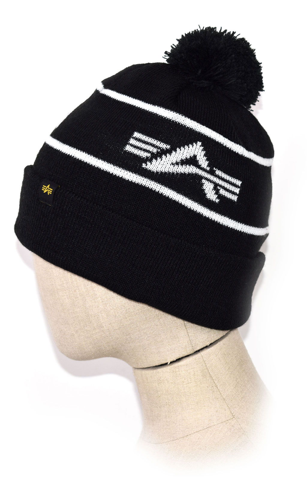 Шапка ALPHA INDUSTRIES BLOCK BOBBLE BEANIE black 