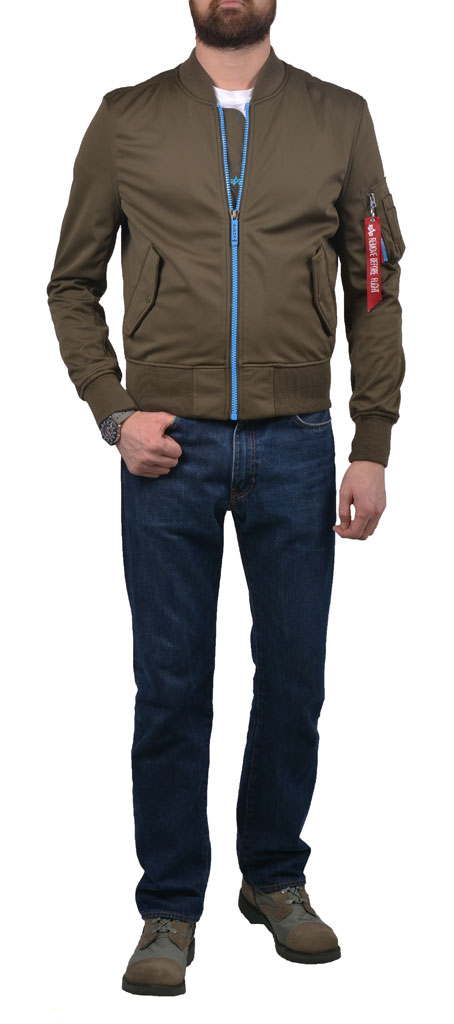 Ветровка-бомбер ALPHA INDUSTRIES MA-1 Soft ShelI olive Ветровка-бомбер ALPHA INDUSTRIES MA-1 Soft ShelI olive