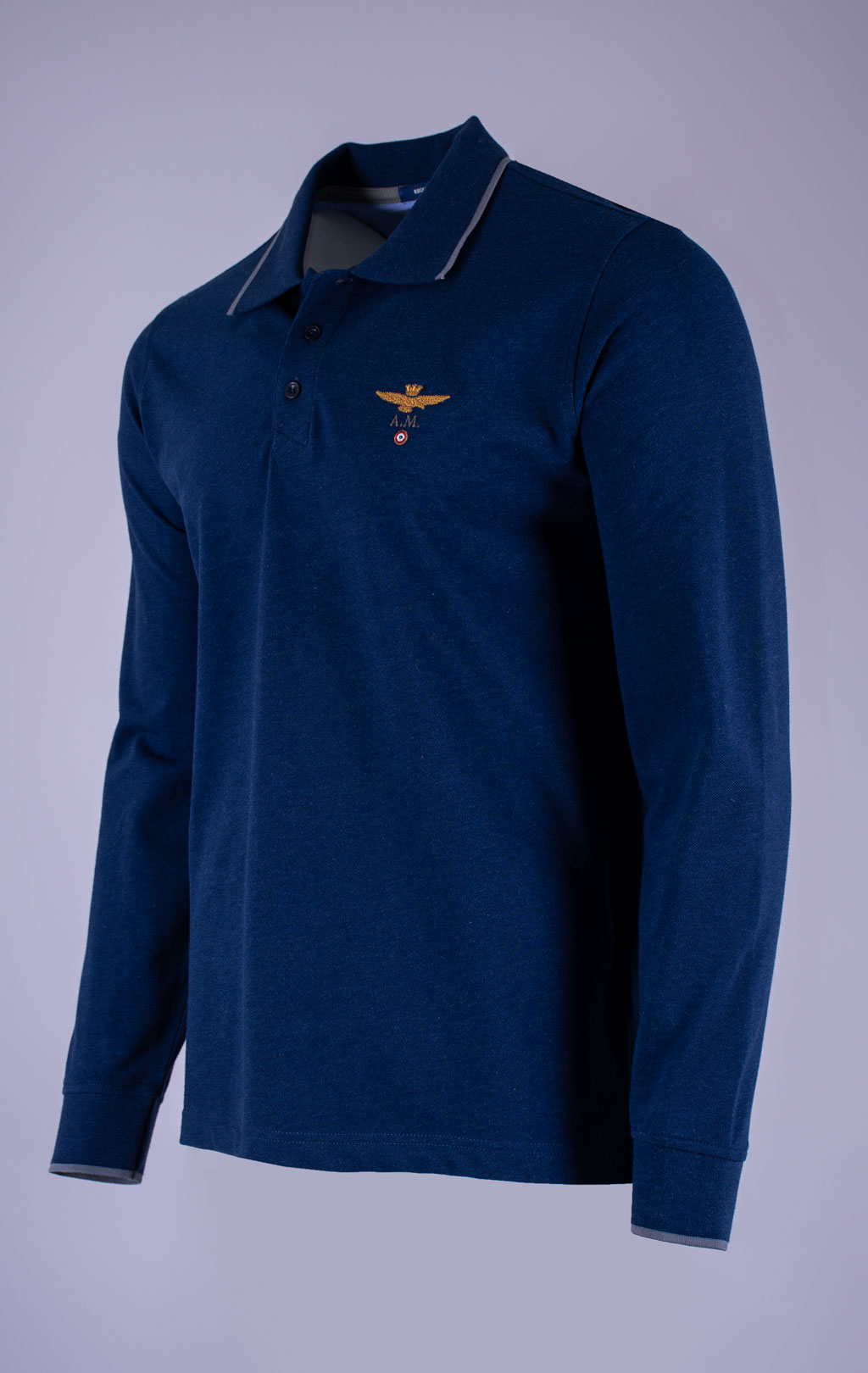 Поло-лонгслив AERONAUTICA MILITARE FW 26/27/TR deep blue melange (PO 1653) 