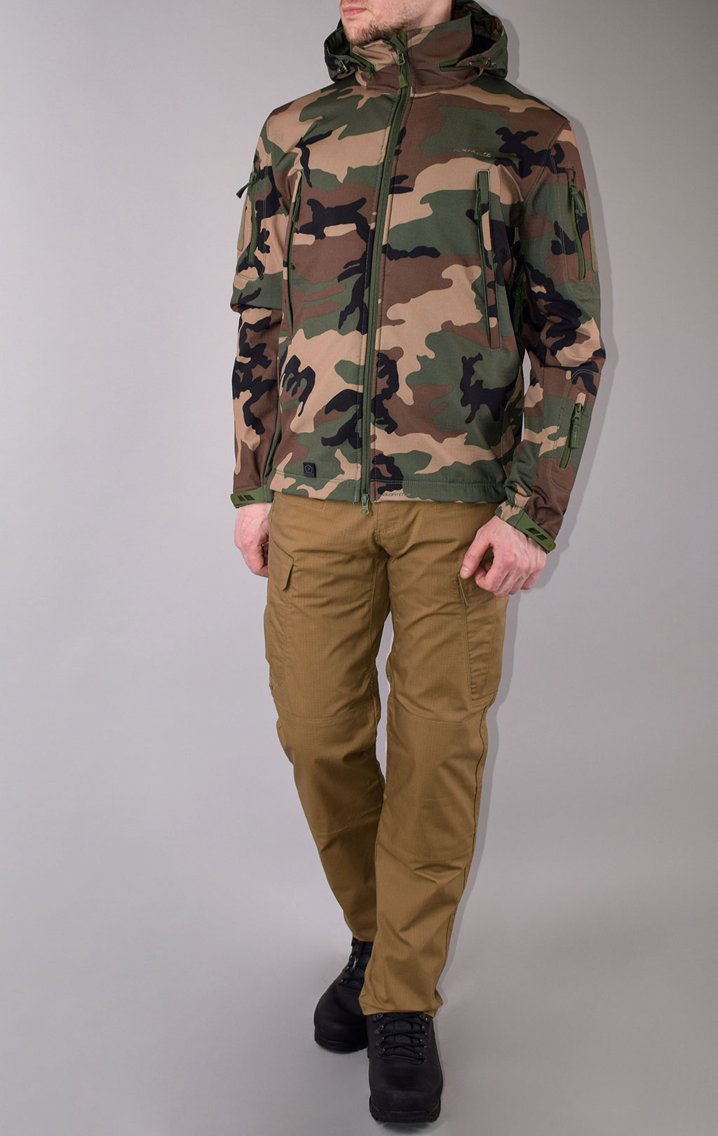 Куртка тактическая softshell Pentagon мембрана ARTAXES big size Soft Shell camo woodland 08011 