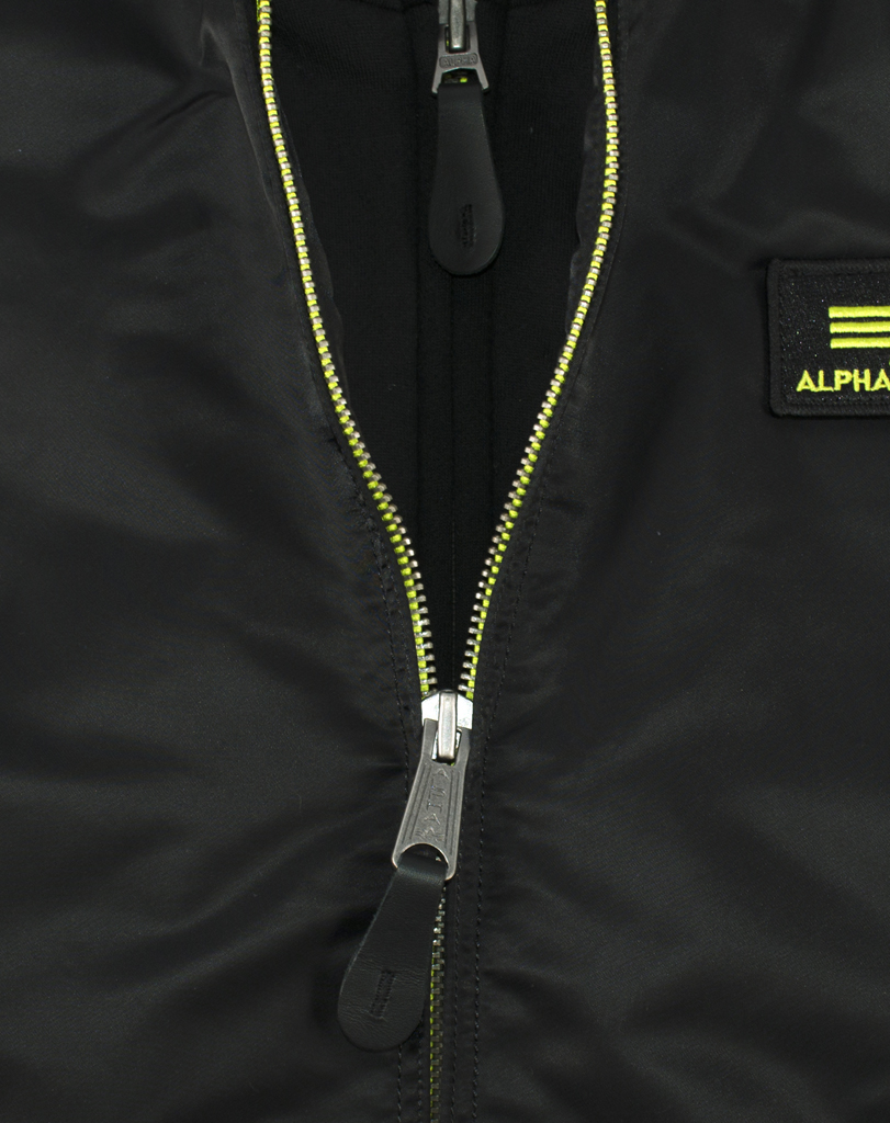 Куртка-бомбер лётная ALPHA INDUSTRIES D-Tec SE MA-1 black/lime 