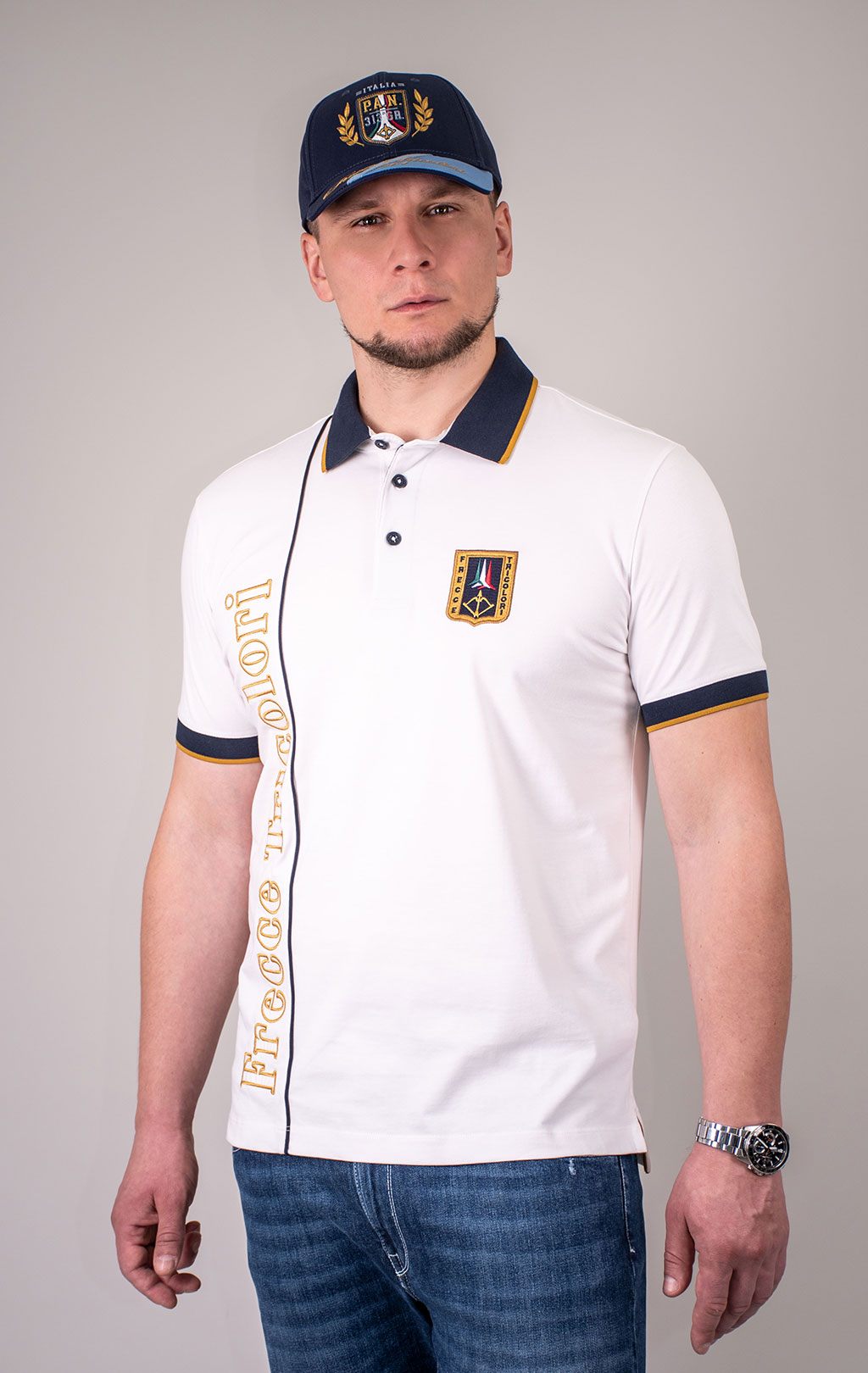 Футболка-поло AERONAUTICA MILITARE SS 24 m/TR milk white (PO 1772) 