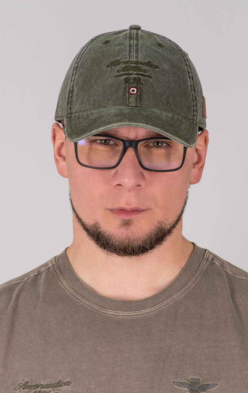 Бейсболка AERONAUTICA MILITARE SS 25 m/CN military olive washed (HA 1204) 