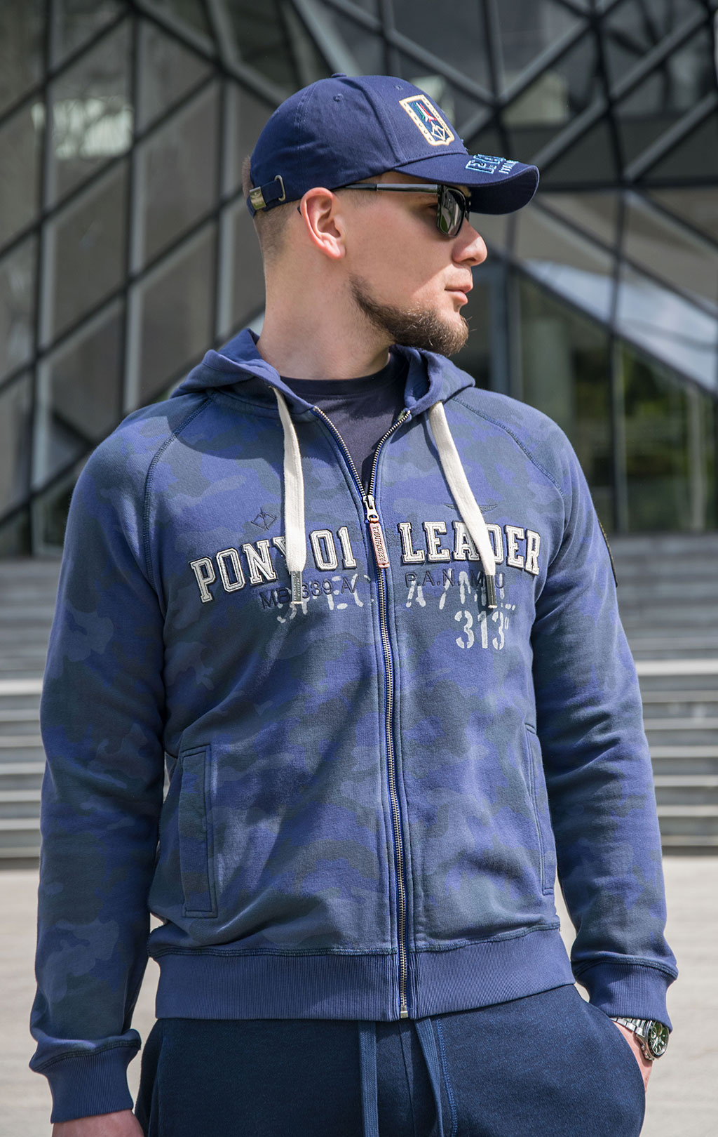 Толстовка с капюшоном AERONAUTICA MILITARE SS 23/IN camouflage pilot blue (FE 1757) 