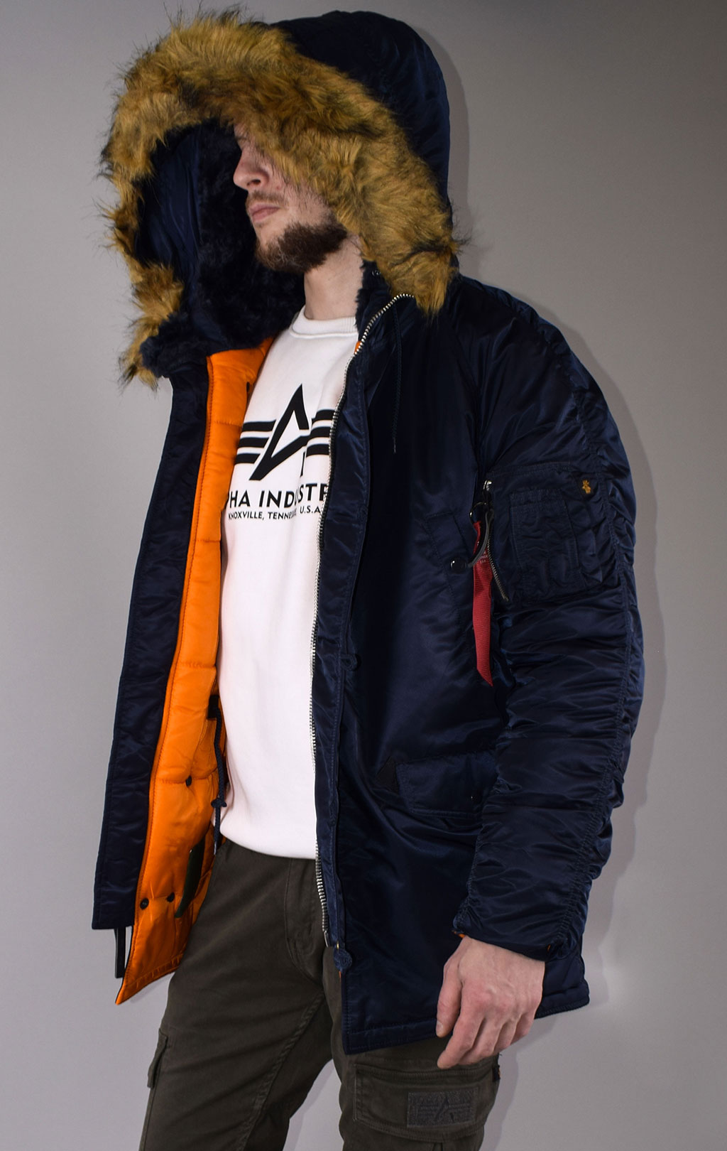 Аляска ALPHA INDUSTRIES SLIM FIT GEN-I big size N-3B rep. blue/orange 