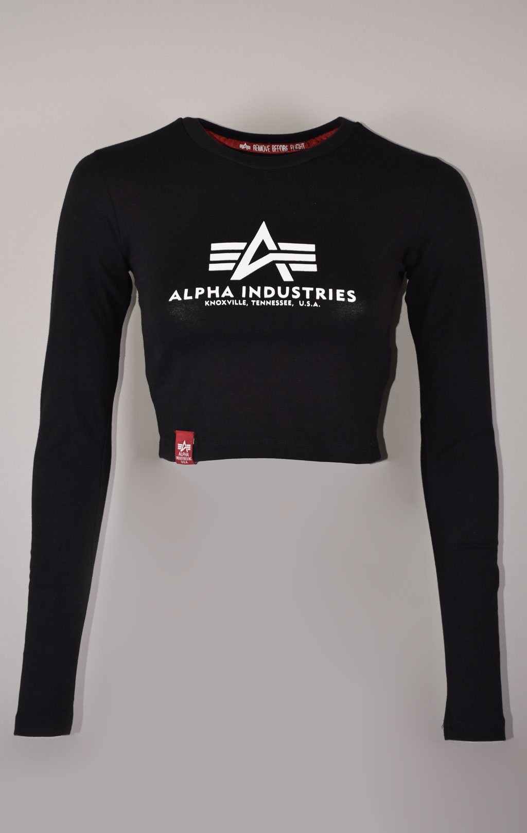 Женский лонгслив ALPHA INDUSTRIES BASIC CROPPED LS black 