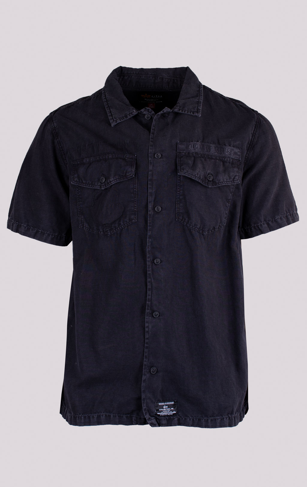Ветровка-рубашка ALPHA INDUSTRIES SHORT SLEEVE WASHED FATIGUE SHIRT JACKET SS 24 m black 
