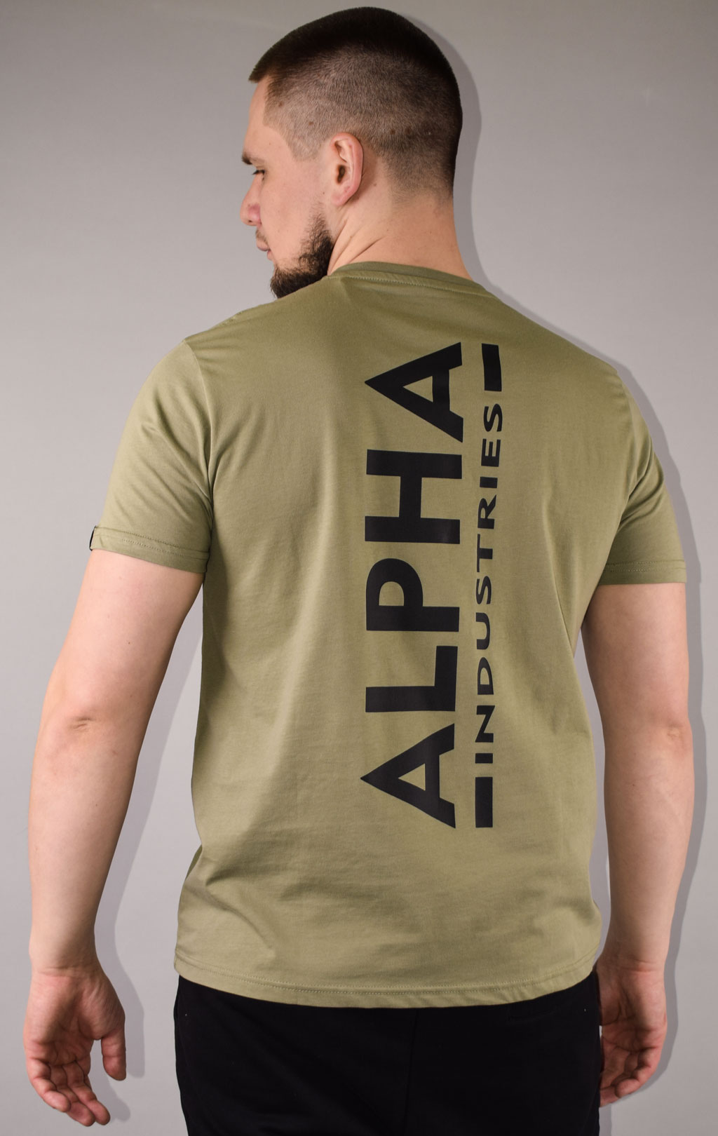 Футболка ALPHA INDUSTRIES BACKPRINT T big size olive/black 