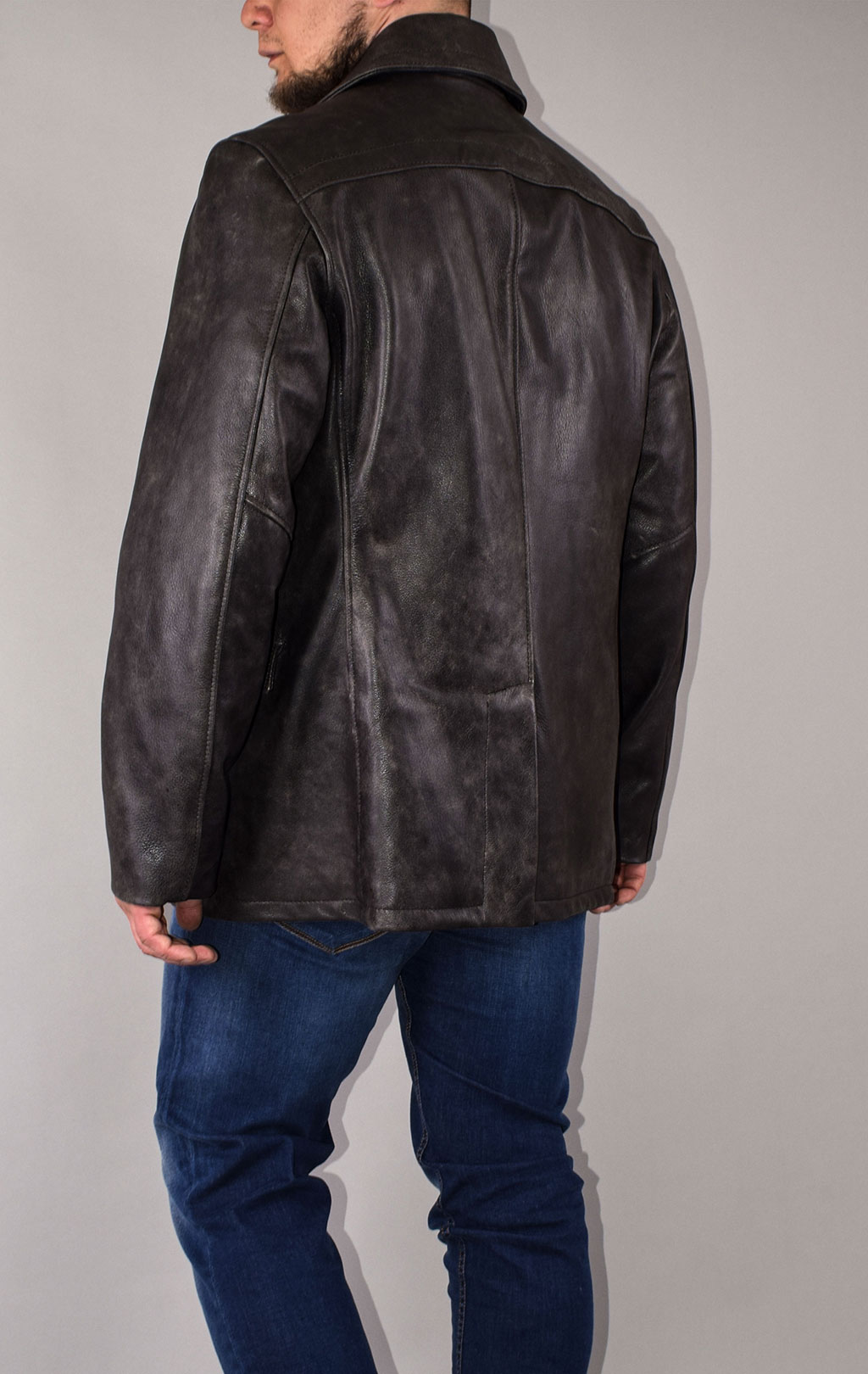 Бушлат морской COCKPIT Pea Coat кожа black washed (Z21P019) 