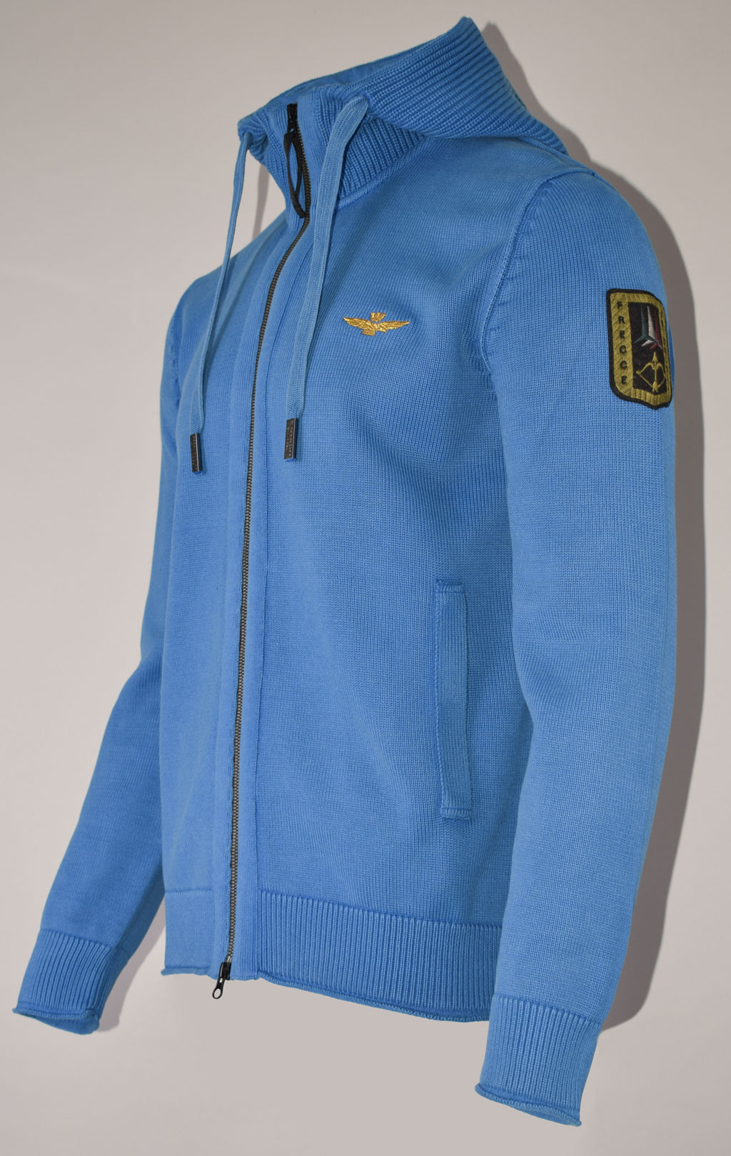 Свитер с капюшоном на молнии AERONAUTICA MILITARE FW 22/23/IN azzurro (MA 1406) 