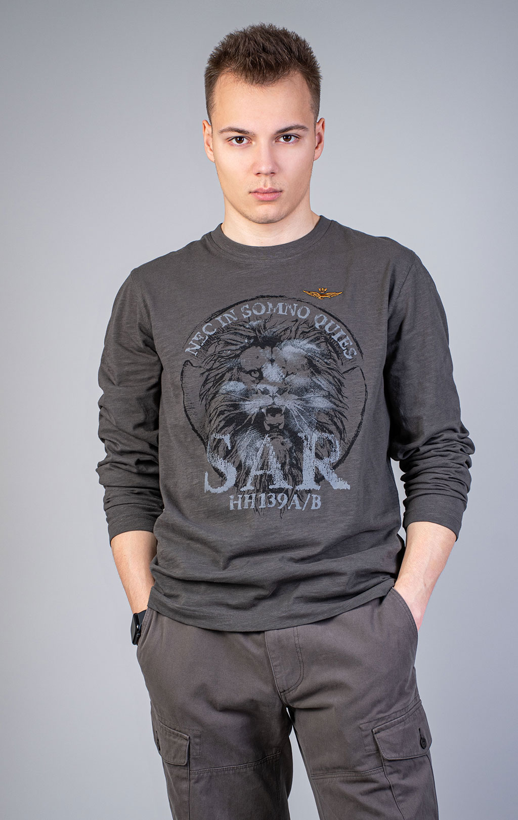 Лонгслив AERONAUTICA MILITARE FW 25/26/BD beluga grey (TS 2485) 
