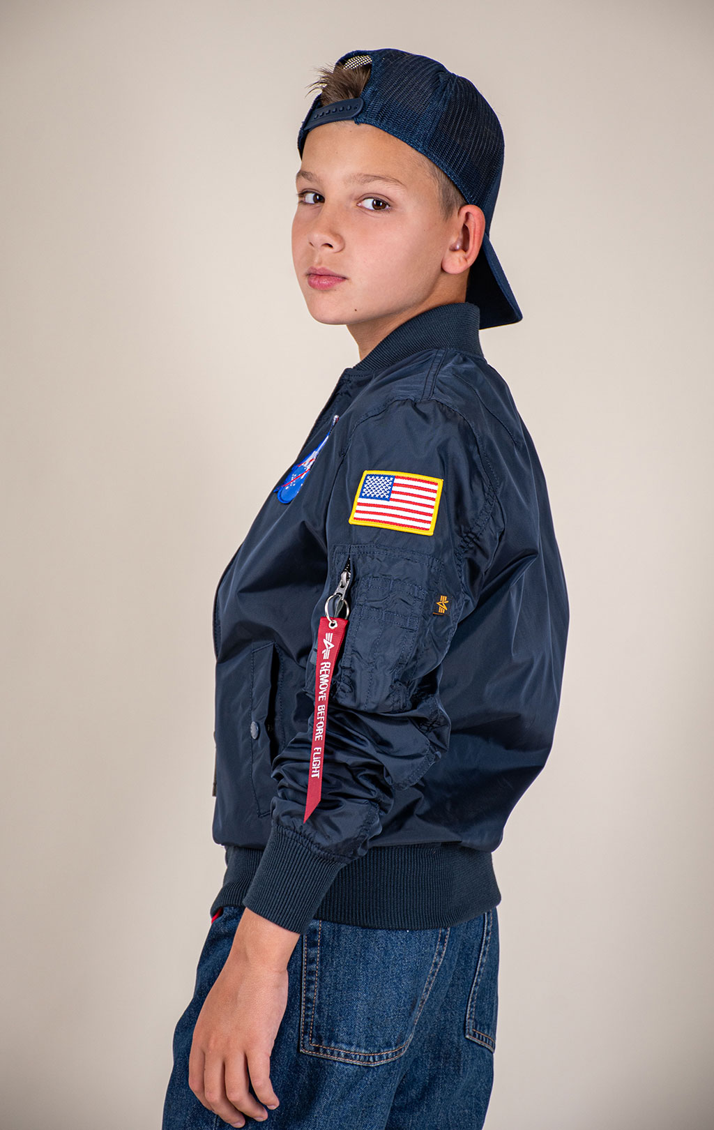 Детская куртка-бомбер лётная ALPHA INDUSTRIES MA-1 Youth NASA FW 21/22 m rep. blue 
