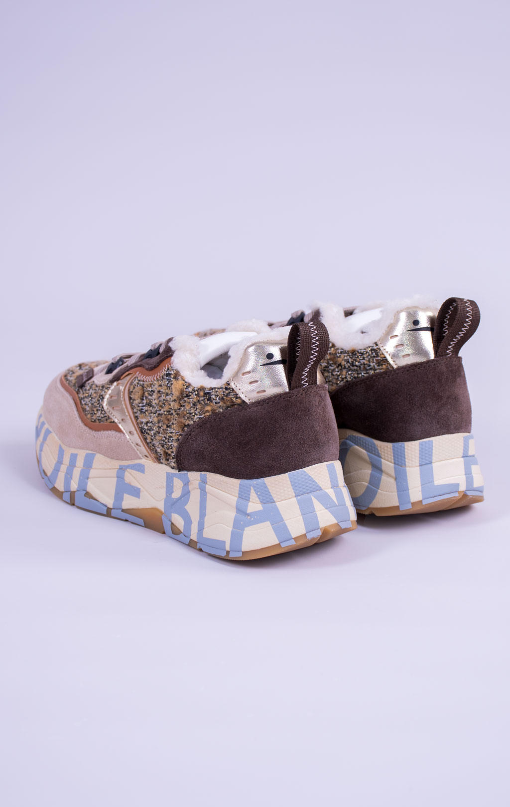 Женские кроссовки VOILE BLANCHE CLUB105 FUR мех FW 26/27 light beige/dark brown 2019460 