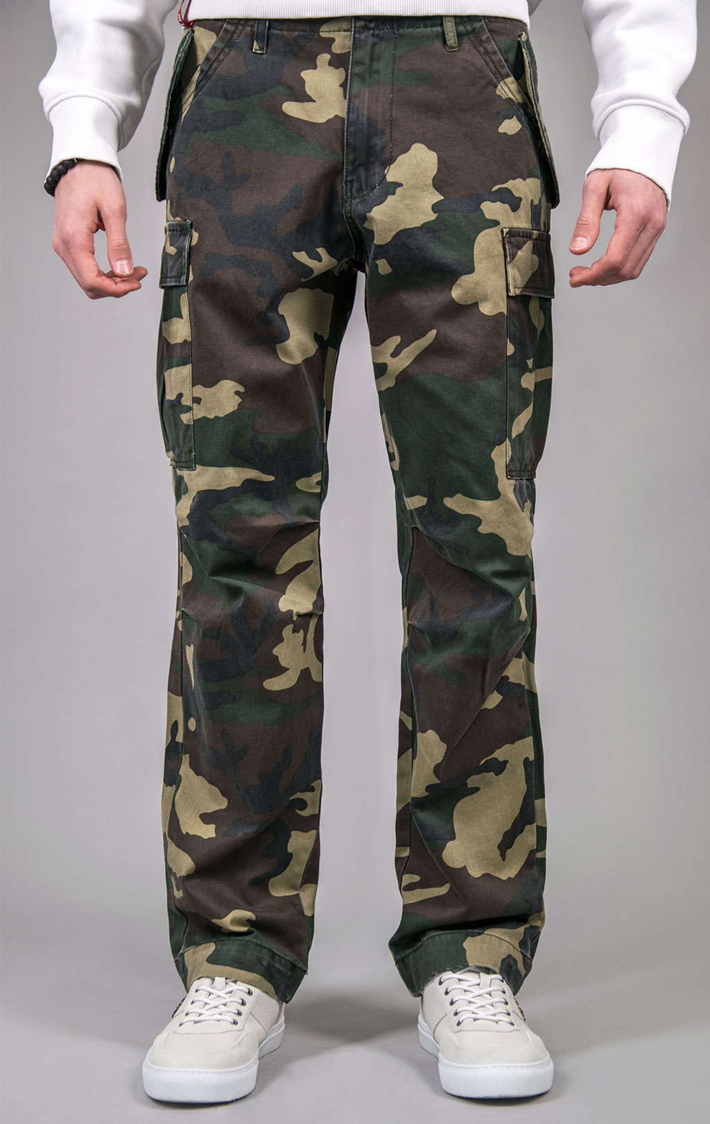 Брюки-карго парашюты ALPHA INDUSTRIES M-65 PANT плотные camo woodland 