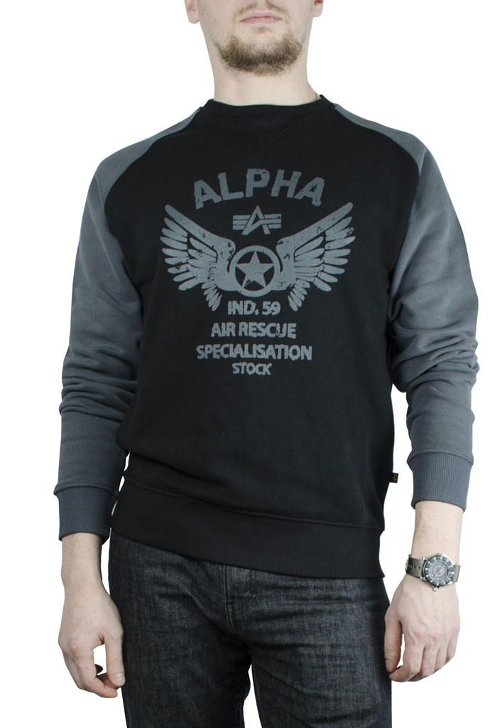 Свитшот ALPHA INDUSTRIES RESCUE CREW NECK black 