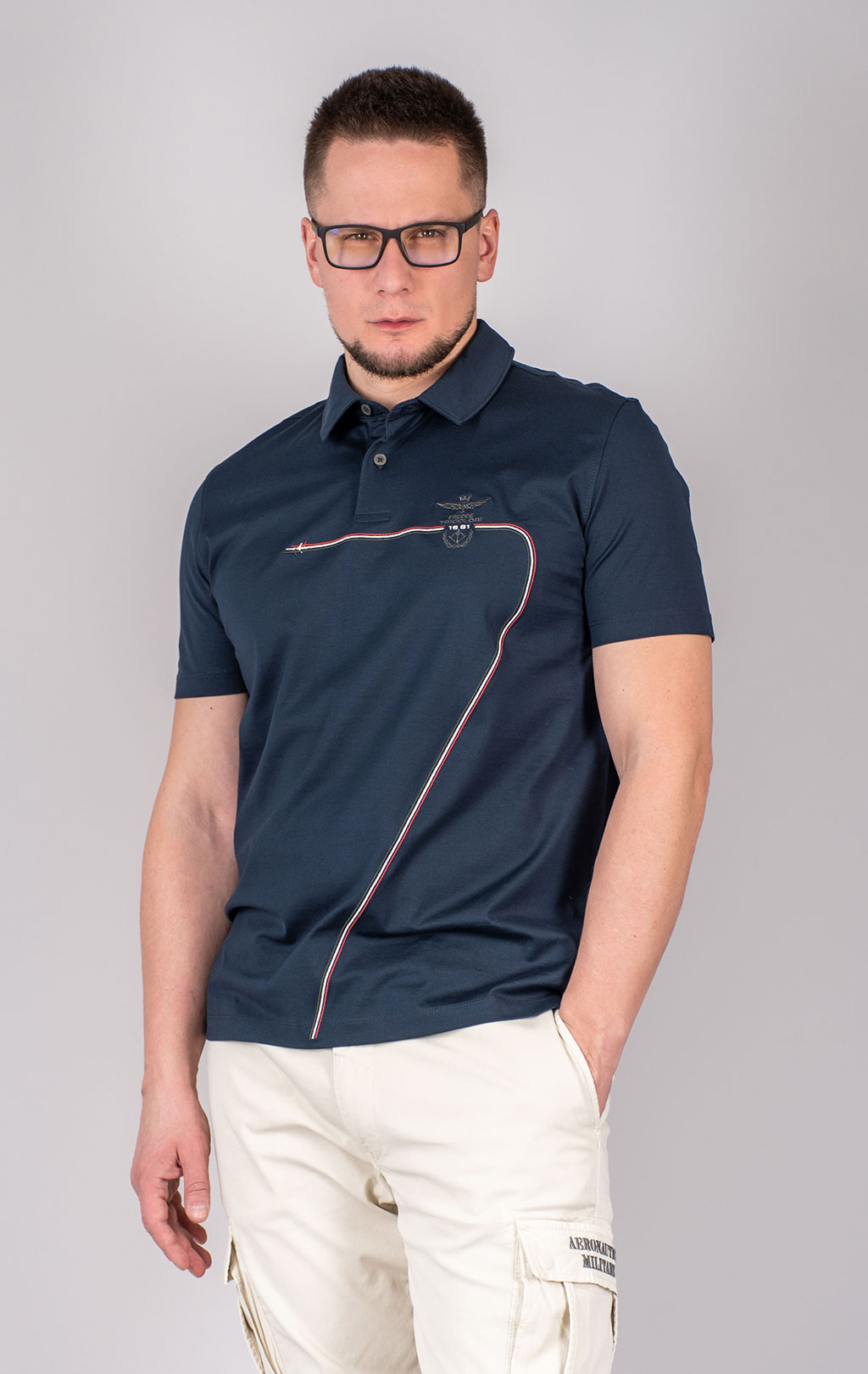 Футболка-поло AERONAUTICA MILITARE SS 25 m/BD blue navy (PO 1862) 