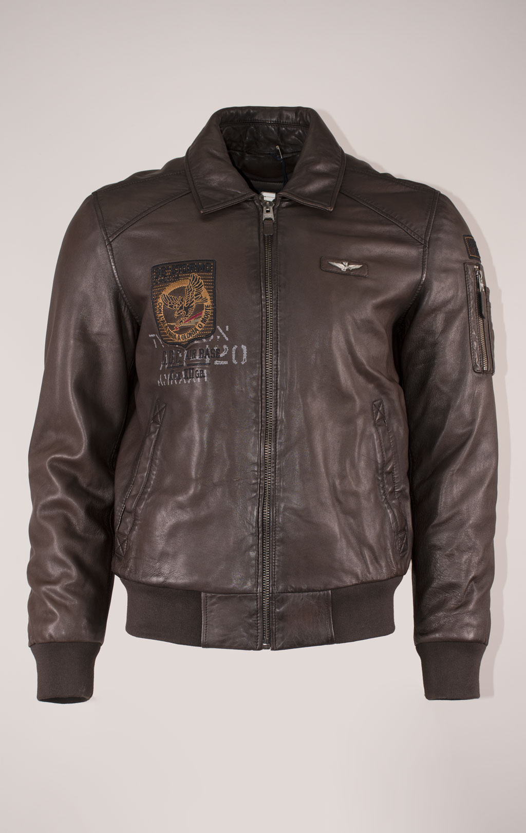 Куртка-пилот AERONAUTICA MILITARE big size кожа FW 24/25/IN marrone (PN 950) 