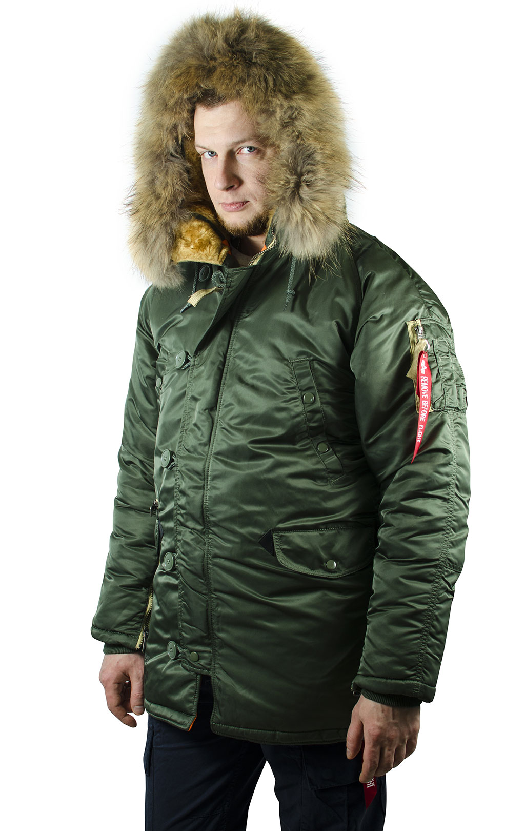 Аляска ALPHA INDUSTRIES ART VF big size N-3B натур. мех sage green 