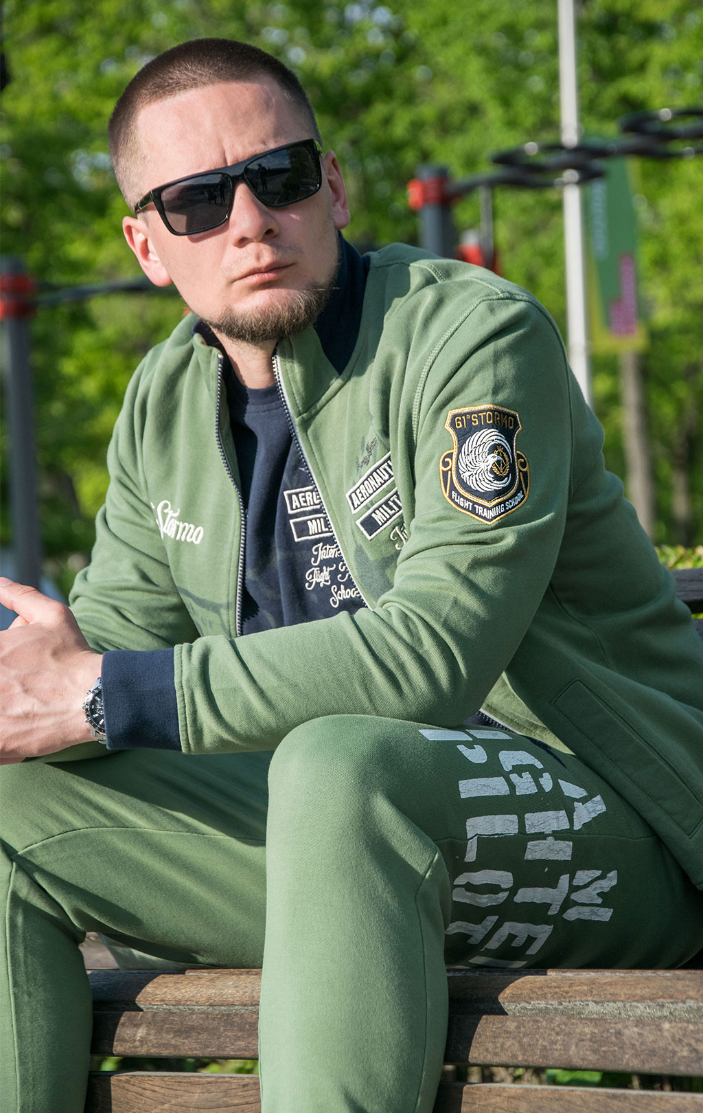 Олимпийка AERONAUTICA MILITARE SS 23/TR verde militare (FE 1748) 