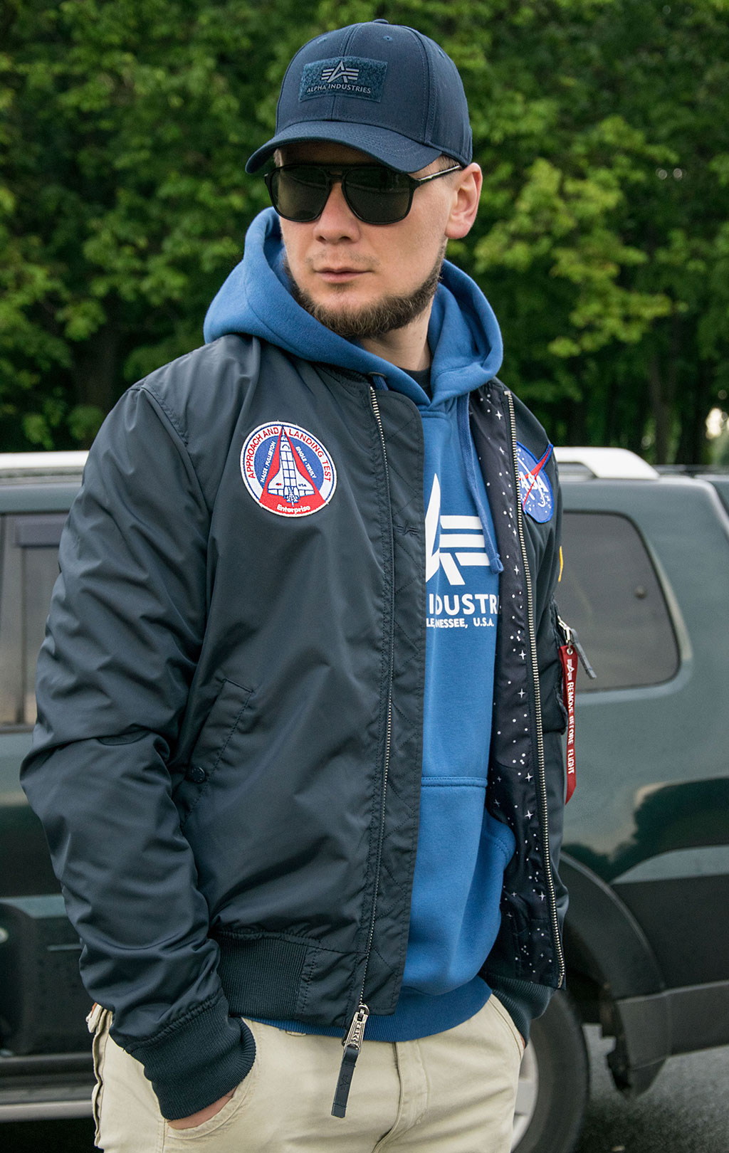 Ветровка-бомбер ALPHA INDUSTRIES TT NASA REVERSIBLE II MA-1 rep. blue 