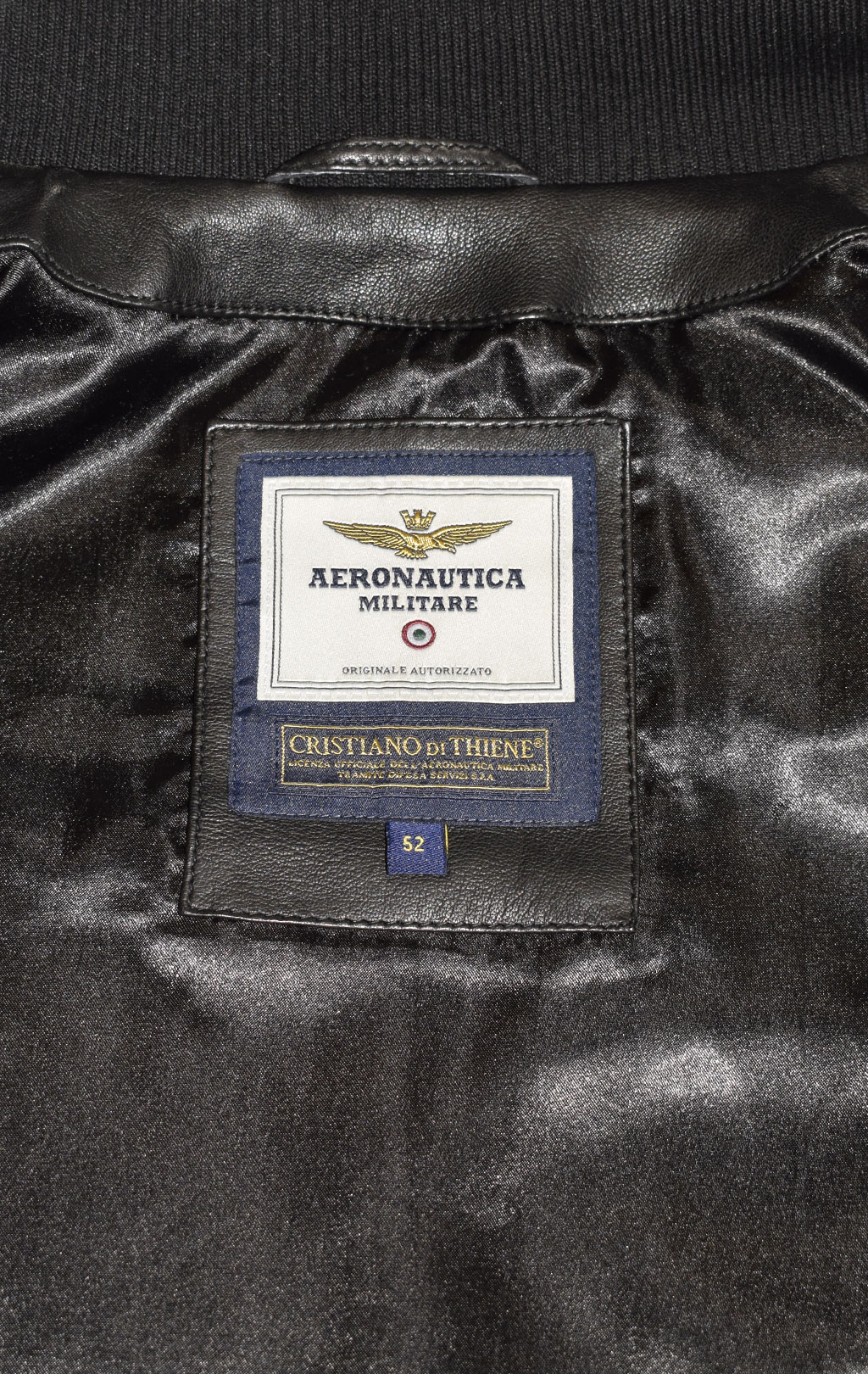 Куртка-бомбер AERONAUTICA MILITARE big size кожа SS 23 m/IN nero (PN 5023) 