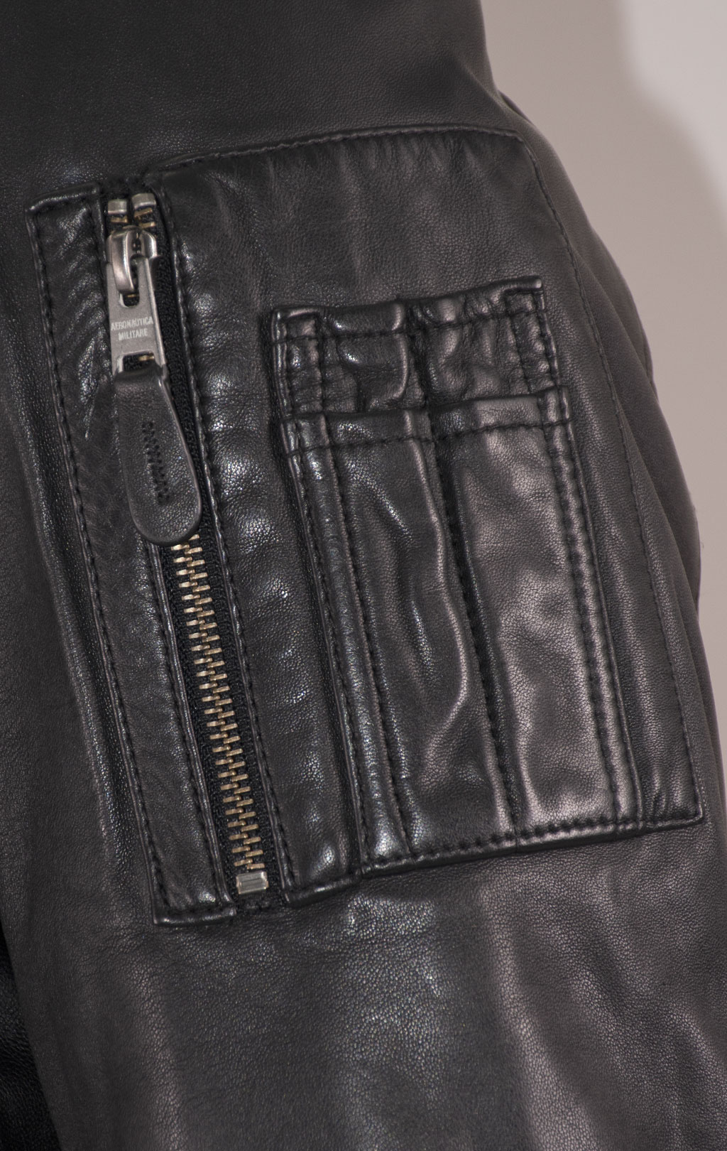 Куртка-бомбер AERONAUTICA MILITARE big size кожа FW 24/25/IN nero (PN 951) 