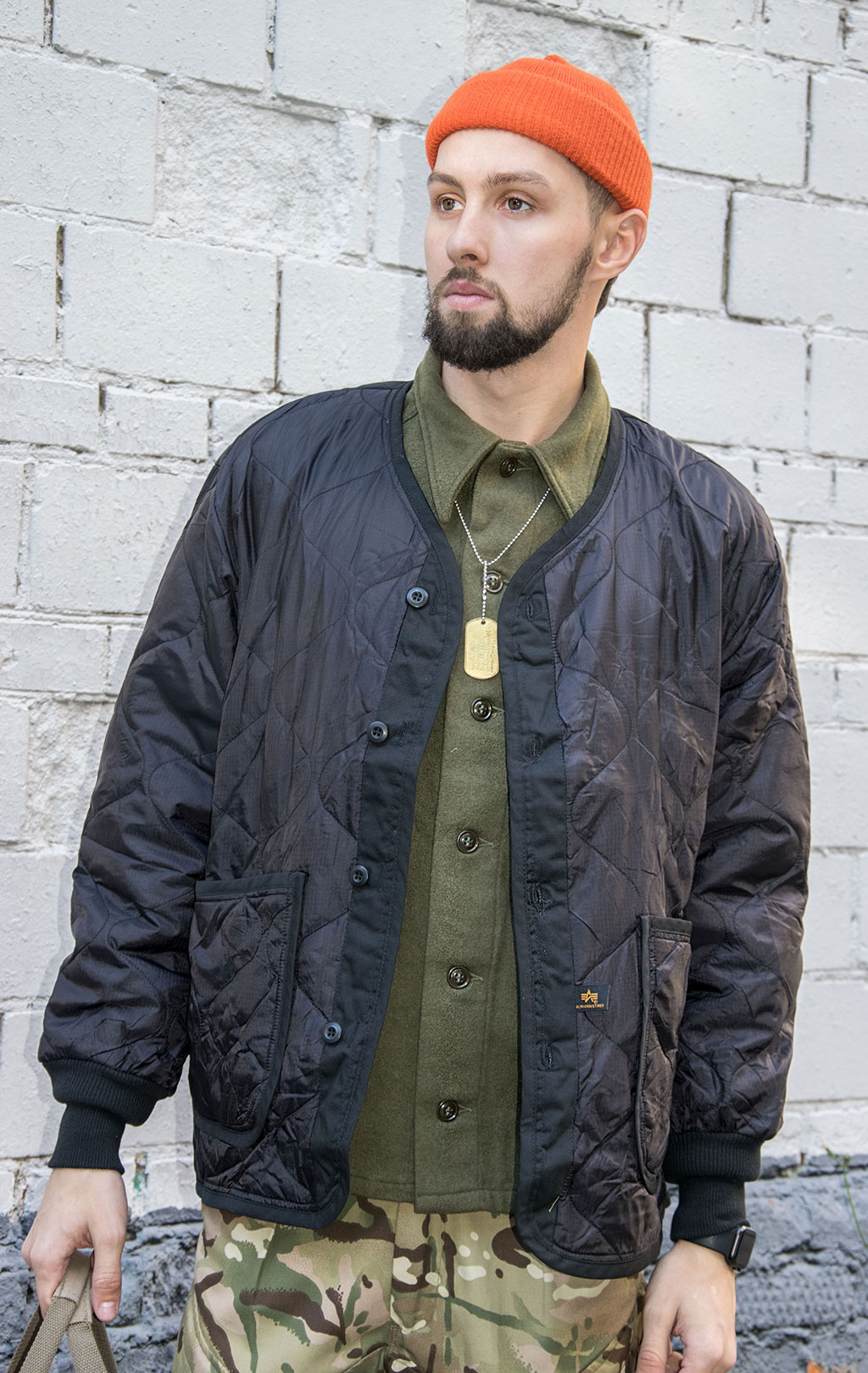 Куртка-подстёжка ALPHA INDUSTRIES CLASSIC big size M-65 с карманами и манжетами black 